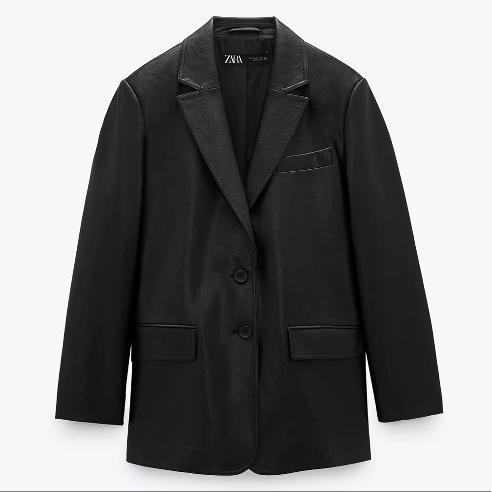 NWT Zara Oversized Faux Leather Blazer
